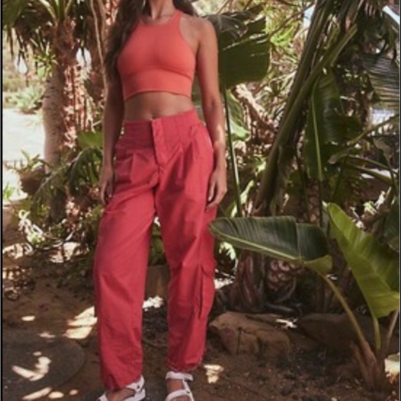 NWOT Free People FP Movement Mesmerize Me Cargo Pants in Orange Size Small - Picture 4 of 13